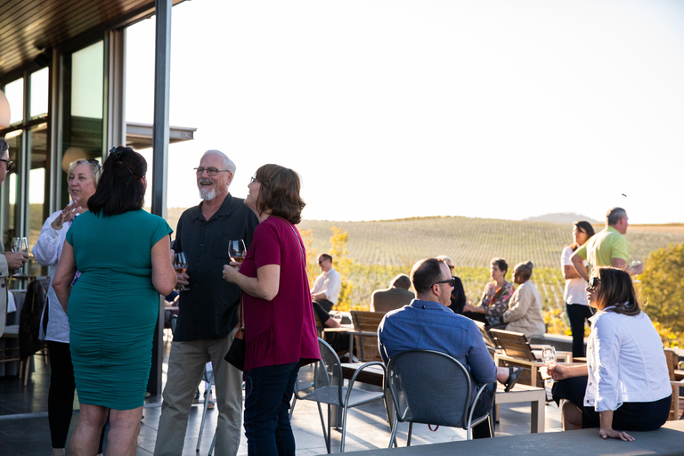 A group of people at a vineyard event