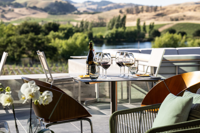 Wine & Cheese on the patio overlooking the vineyard
