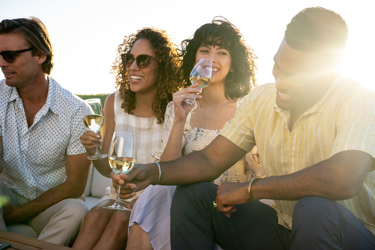 A group of friends with wine glasses