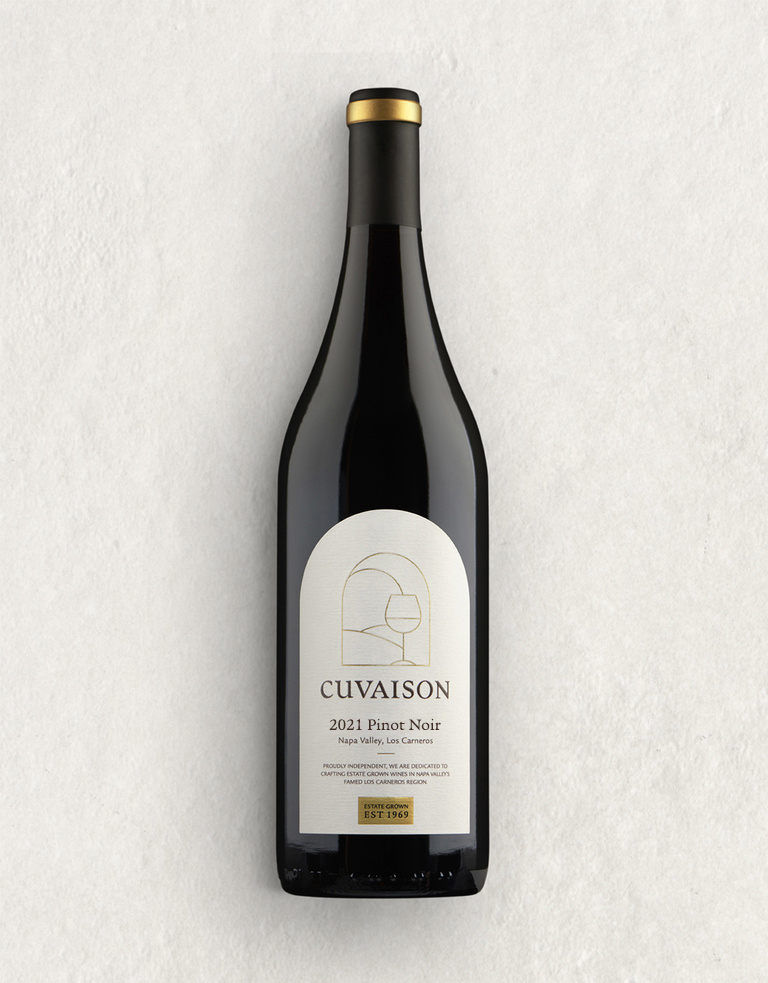 A bottle of 2021 Estate Pinot Noir from Cuvaison Estate