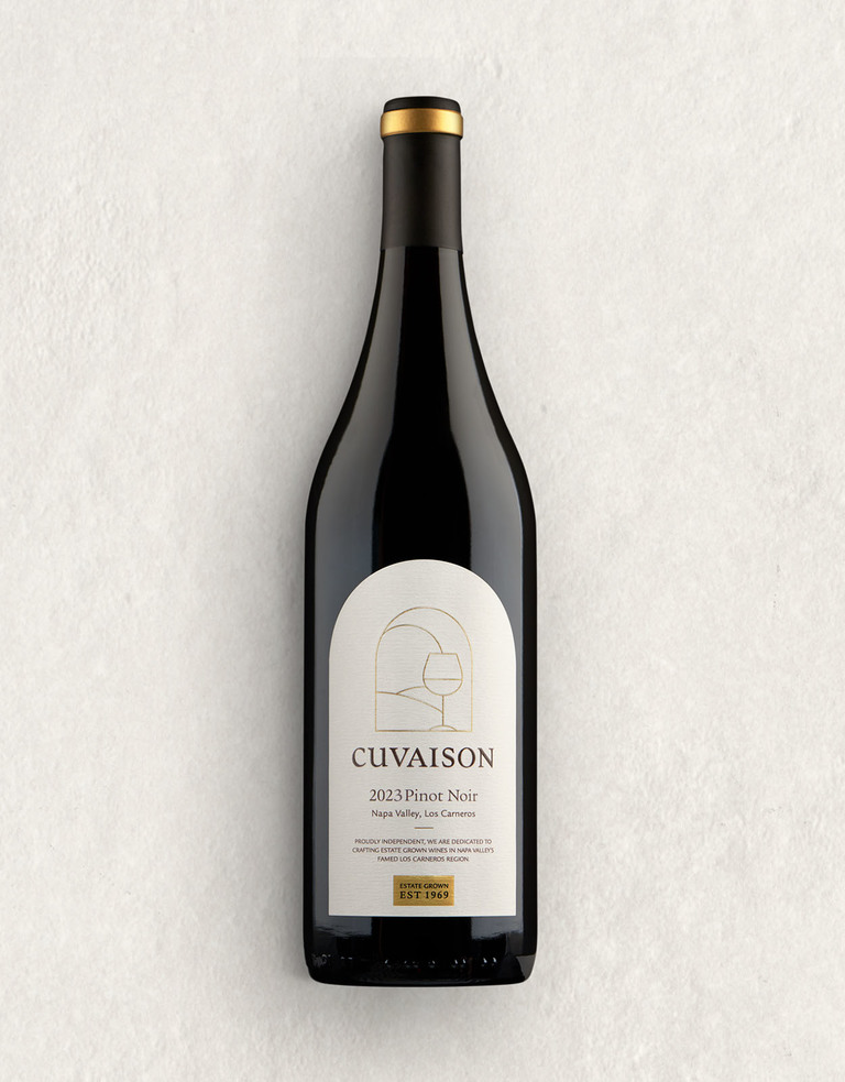 A bottle of 2023 Estate Pinot Noir from Cuvaison Estate