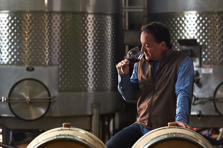 Winemaker Steve Rogstad in cellar.