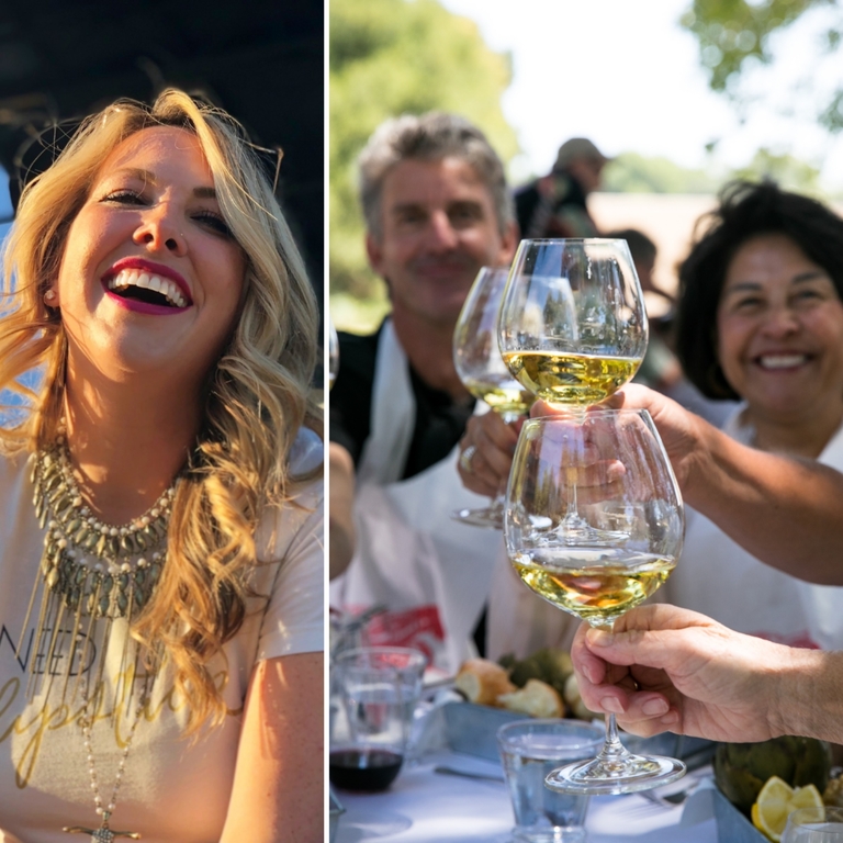 Split screen of: Toree McGee and guests at the Annual Club Lobster Feast