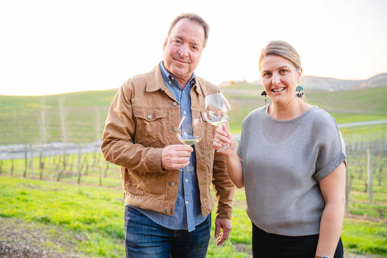 Pictured: Steve Rogstad, Winemaker (L), Sally Nightingale, Small Lot & Research Winemaker (R)