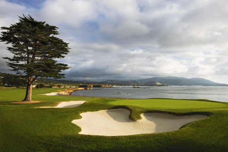 Pebble Beach view and sand trap with ocean