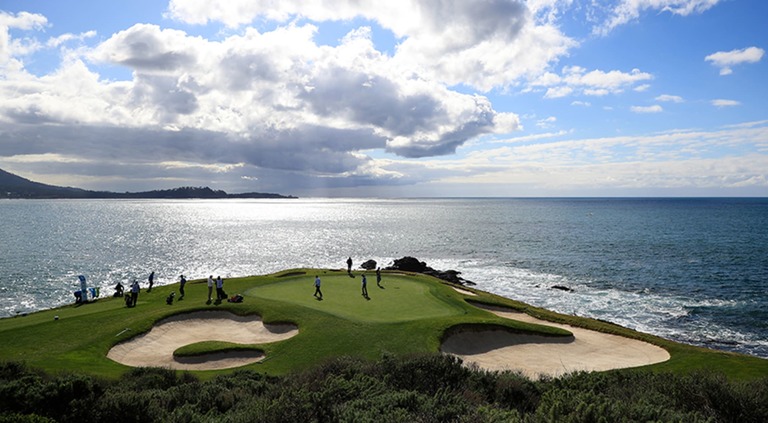 Pebble Beach view and sand trap with ocean