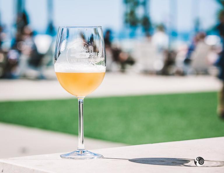 Wine glass by the beach