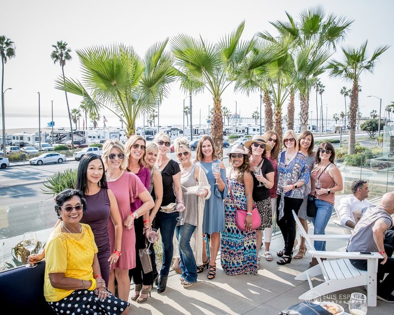 A group of friends at the wine festival